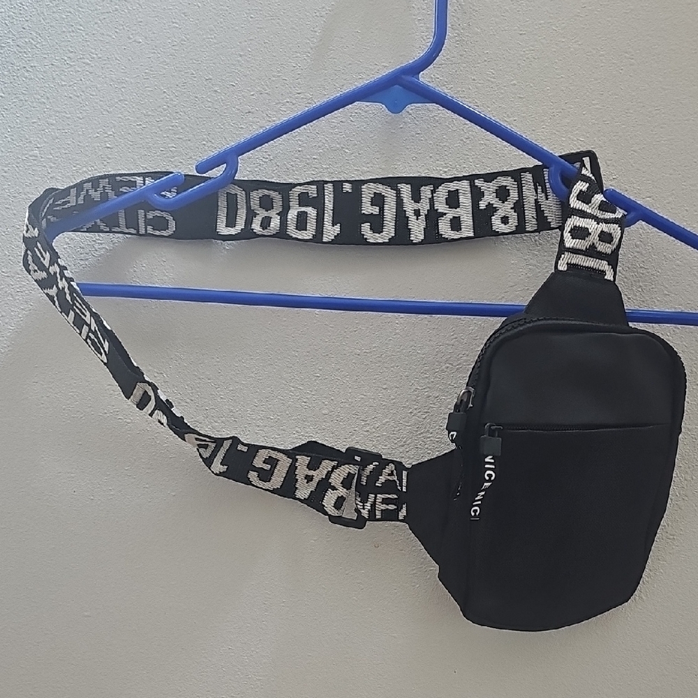 Black Belt Bag with Decorative Strap